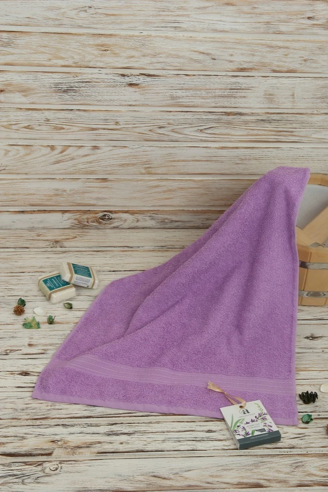 Полотенце махровое 50х90 см (Ituma), однотонное сиреневое#4