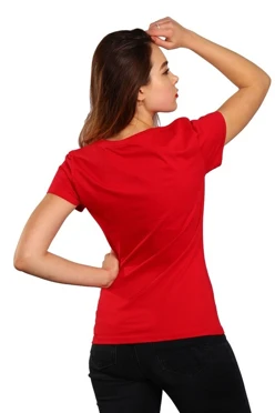Футболка Премиум женская (Modern) однотонная красная (хлопок)#1