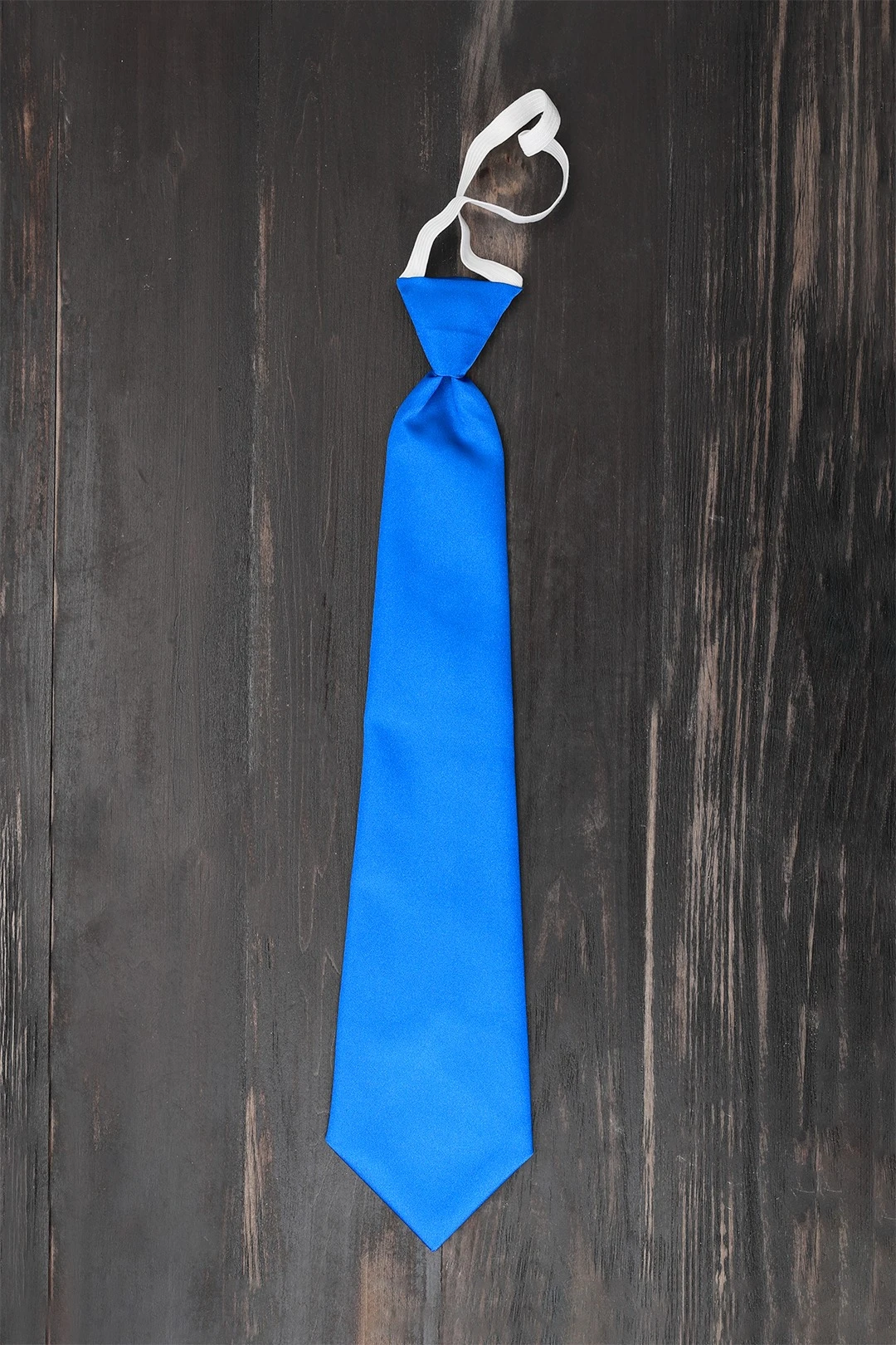 Галстук Тайм на резинке, однотонный синий#5