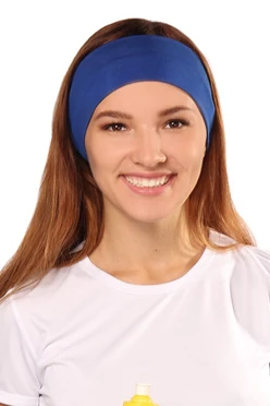Повязка трикотажная двухслойная взрослая, однотонная синяя#1