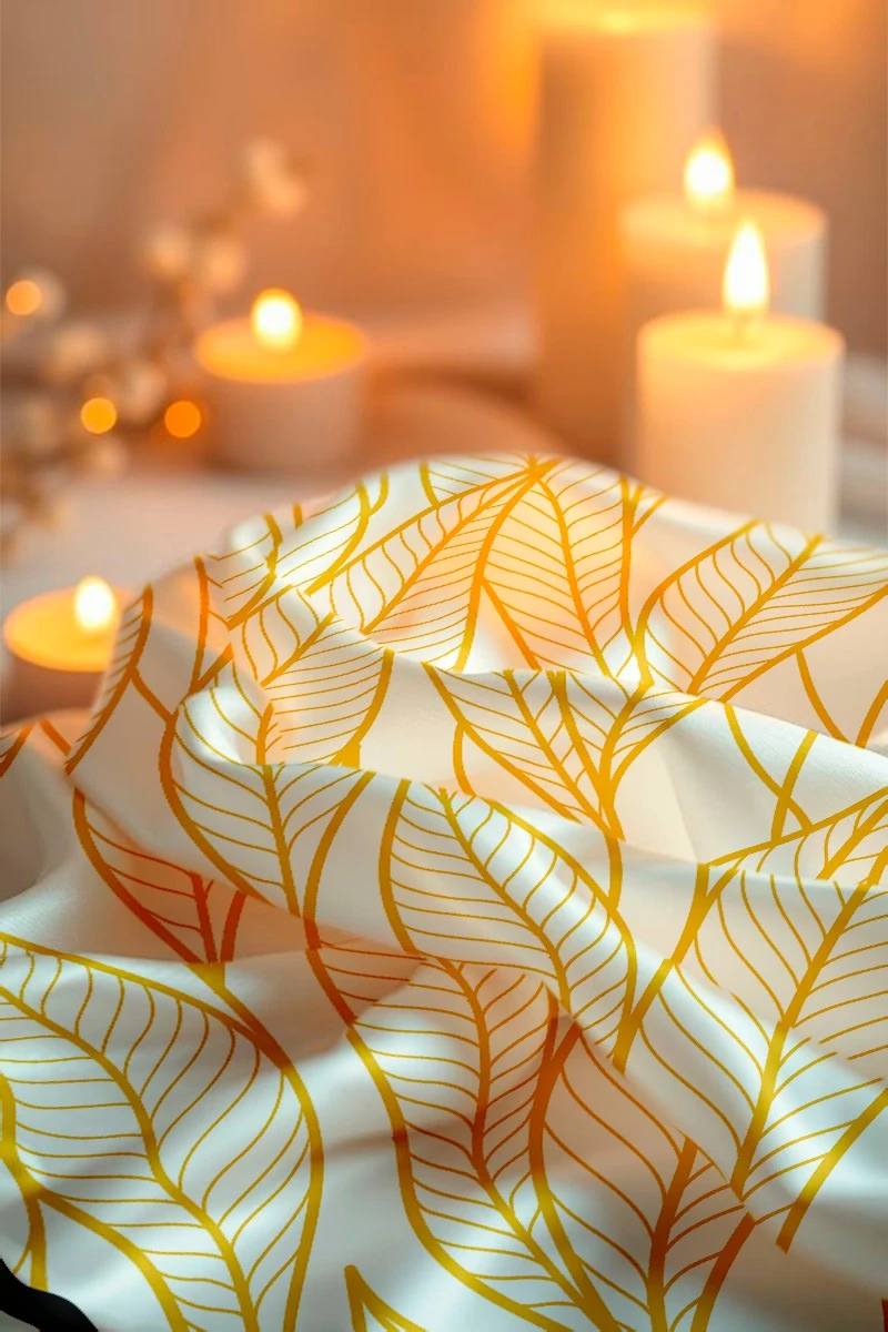 Купить платок Шанель 80х80 см, с полной запечаткой "Yellow leaves"