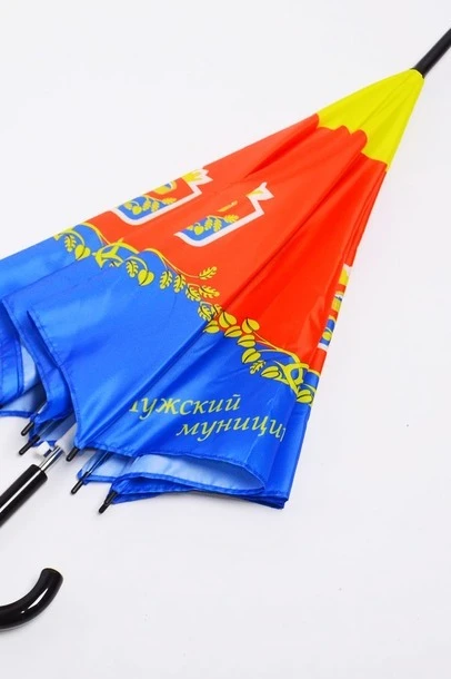 Зонт-трость Моне с пластиковой ручкой однослойный, с полной запечаткой (с совмещением) "Luga Municipal District"#1