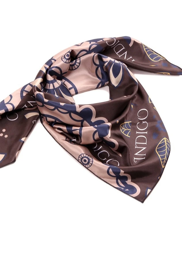 Платок Шанель 90х90 см, с полной запечаткой "Indigo"#5