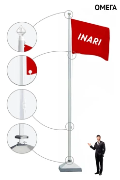 Купить флагшток из стекловолокна с открытым механизмом 10 м