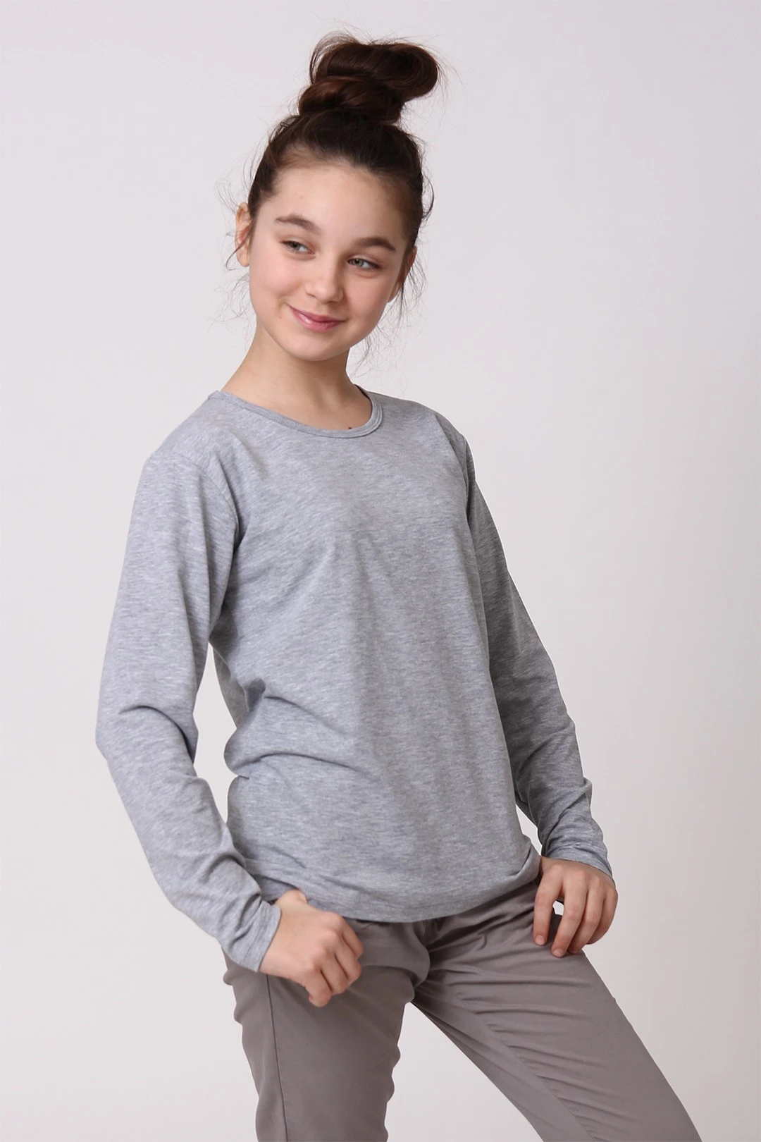 Лонгслив Атлетик Плюс детский однотонный (хлопок)#1