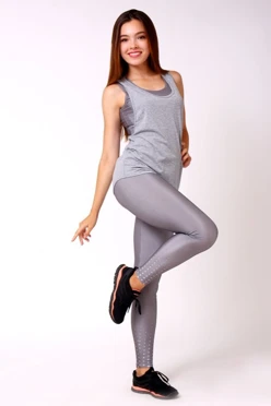 Легинсы женские с широким поясом с принтом "Grey Fog"