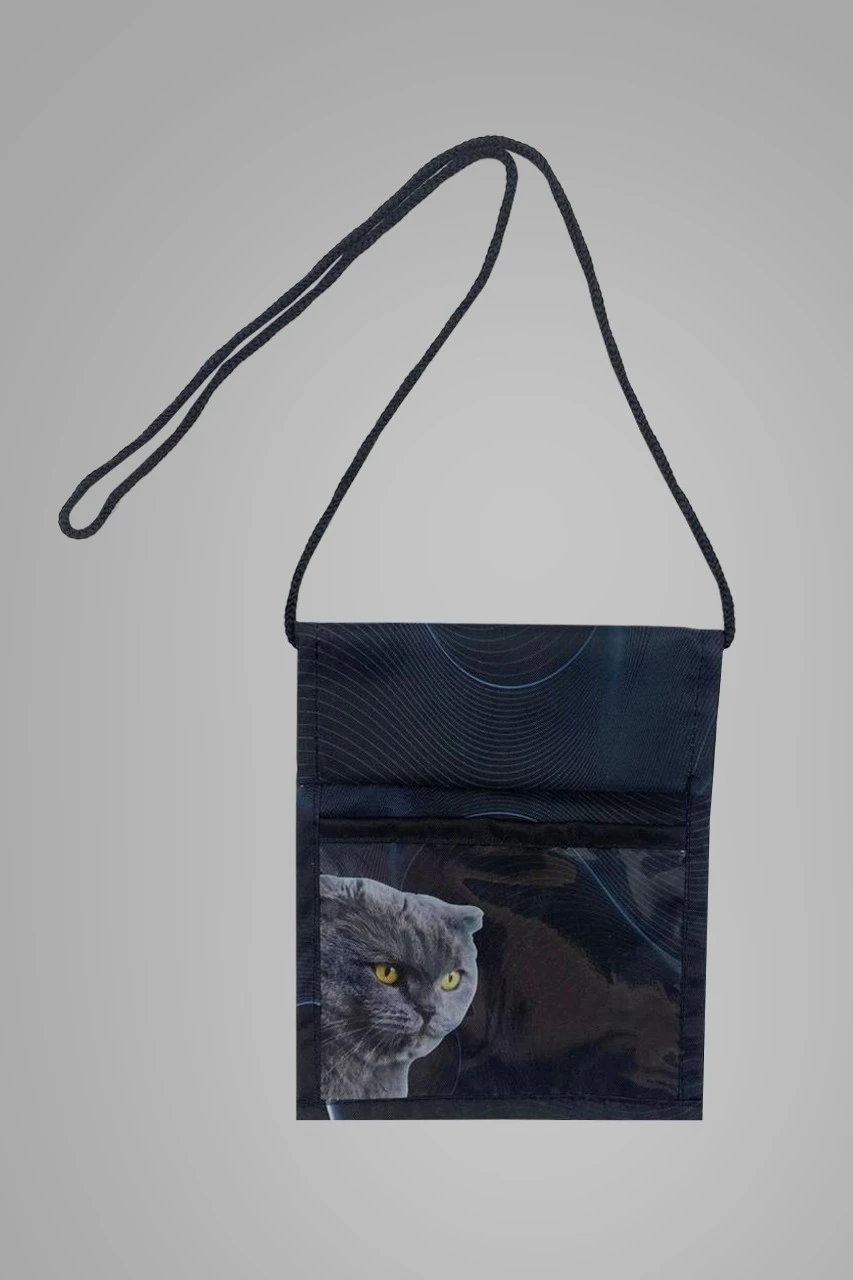 Нагрудный кошелек Дарли 14х18 см, с полной запечаткой "Mad Cat"#2