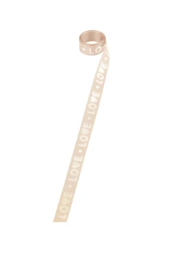 Купить ленту сатин ширина 1,5 см кремовая, печать серебром с одной стороны