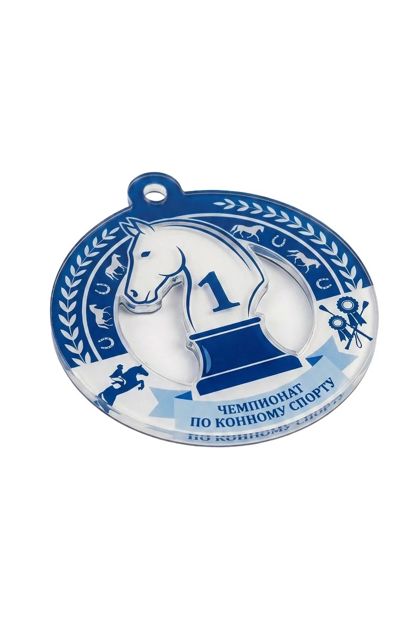 Купить медаль из акрила АК6007 Круг с кубком 60 мм с печатью "Sports championship"