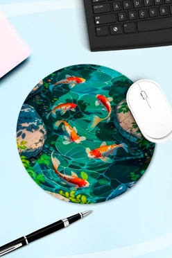 Купить коврик для мыши круглый с принтом "Koi" Купить коврик для мыши круглый с принтом "Koi"