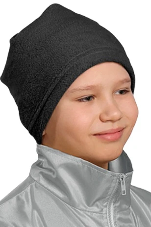 Шапка Вайт флисовая однослойная детская, однотонная черная#1