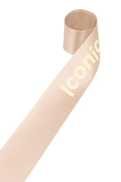 Купить ленту сатин ширина 2,5 см кремовая, печать белым с одной стороны