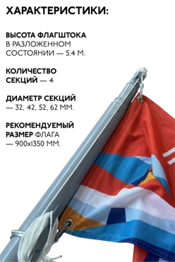 Телескопический флагшток Моби Стандарт из алюминия 5.4 м#1