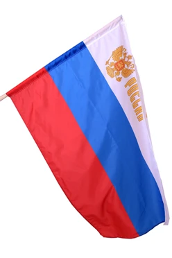 Купить флаг РФ с гербом "Россия" 90х135 см шелк