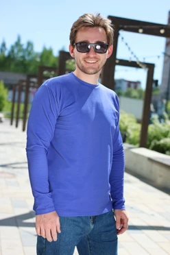 Купить лонгслив Фрэнсис унисекс однотонный (хлопок) синий