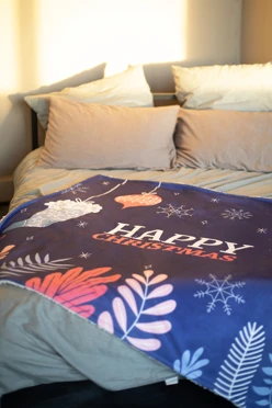 Купить плед Слипи флисовый 120х140 см (двухслойный), с принтом "Happy Christmas"