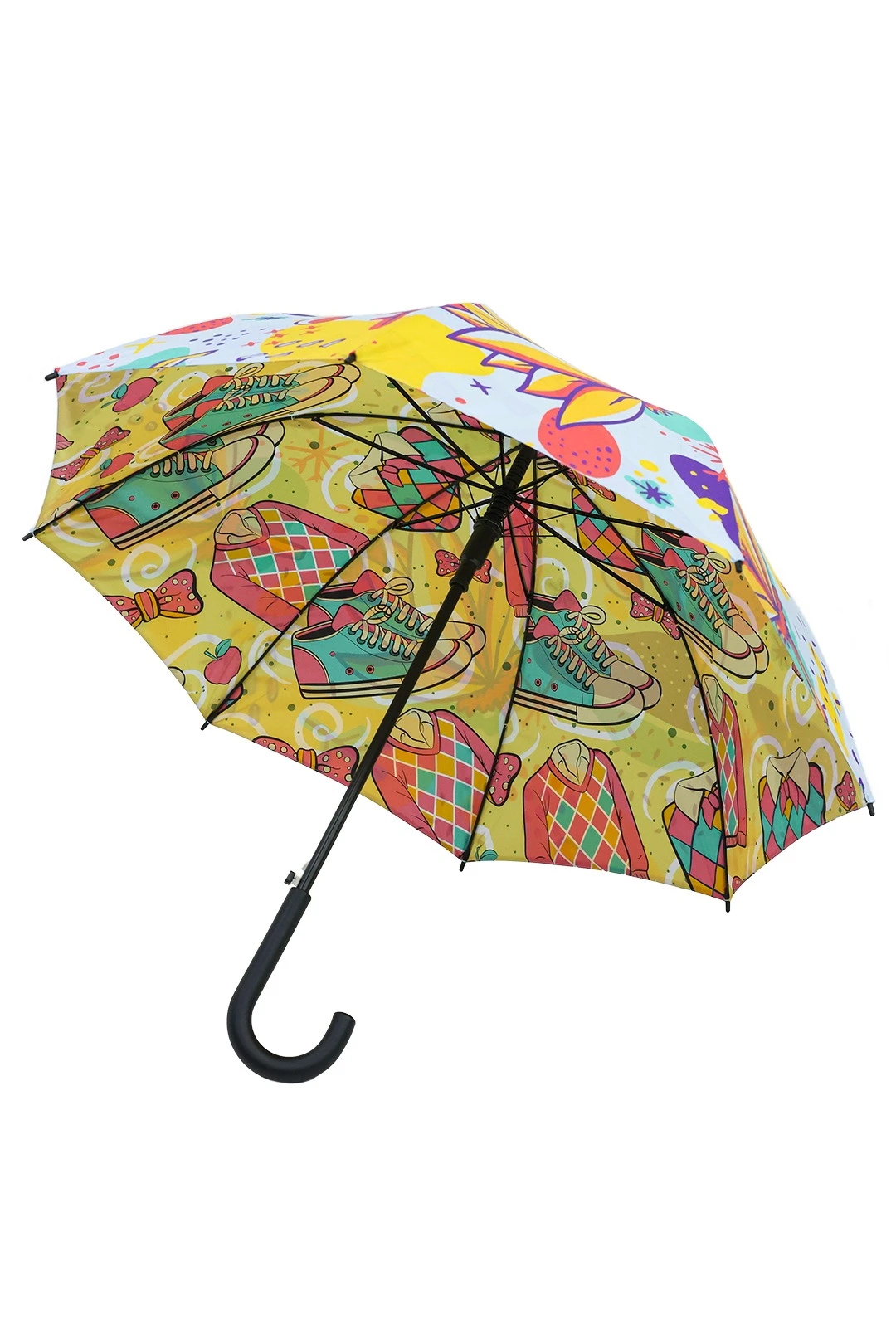 Зонт-трость Моне с пластиковой ручкой двухслойный, с полной запечаткой (без совмещения) "Summer Time"#1