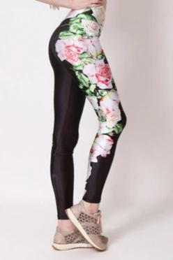 Легинсы женские с широким поясом с принтом "Roses"