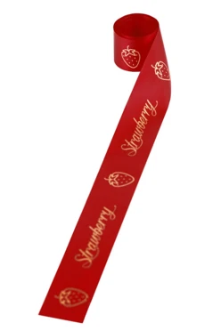 Купить ленту сатин ширина 3 см бордовая, печать золотом с одной стороны