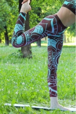 Легинсы женские с узким поясом с принтом "Turquoise Mandala"