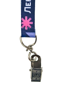 Лента для бейджа блекаут ширина 1,5 см, с клипсой и трезубцем, с печатью#2 Лента для бейджа блекаут ширина 1,5 см, с клипсой и трезубцем, с печатью#2