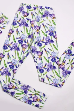Легинсы женские с широким поясом с принтом "Irises