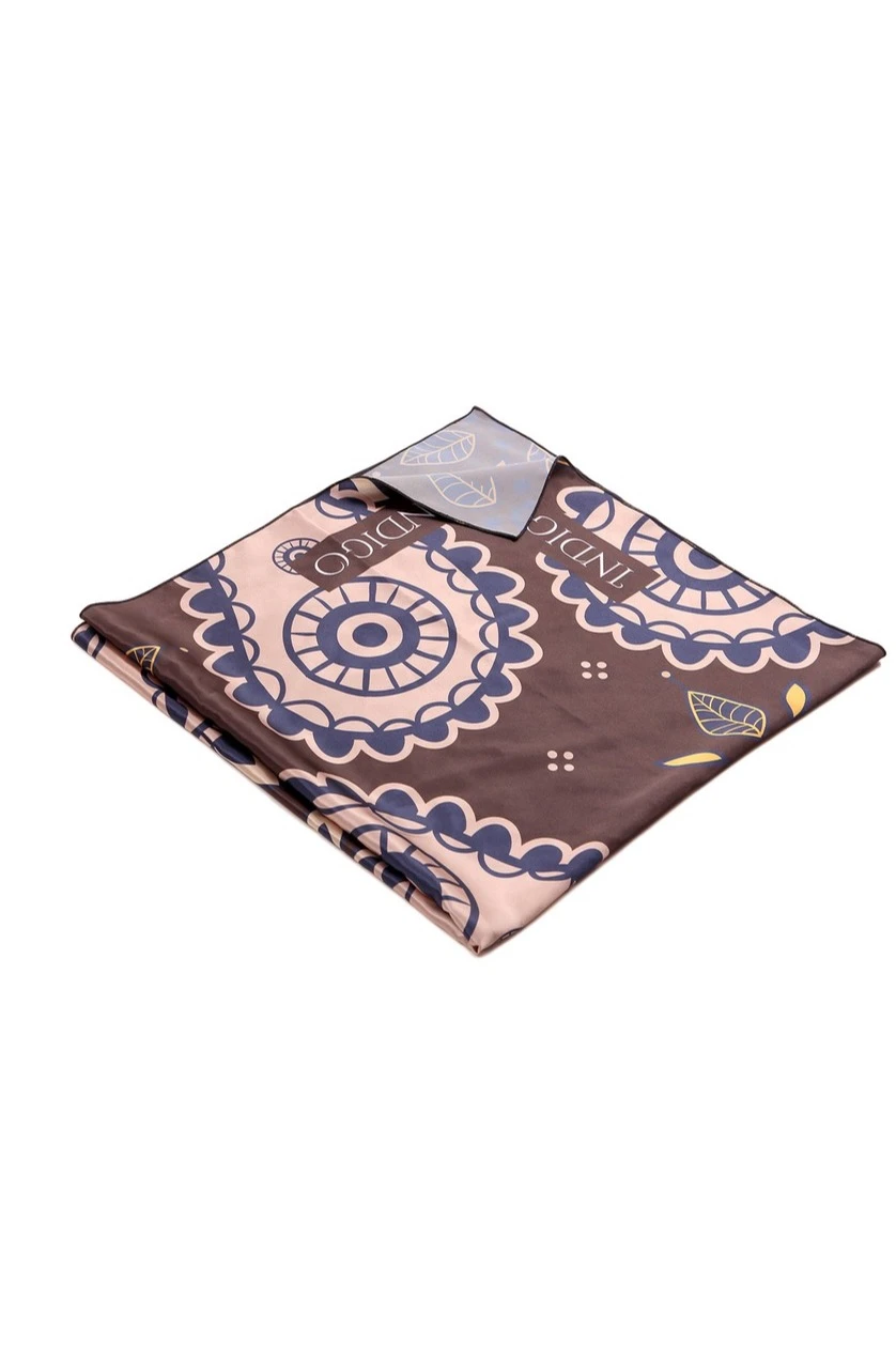 Платок Шанель 90х90 см, с полной запечаткой "Indigo"#6