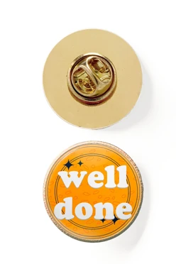Значок заливной Круг диаметр 17 мм, с принтом "Well done"#2