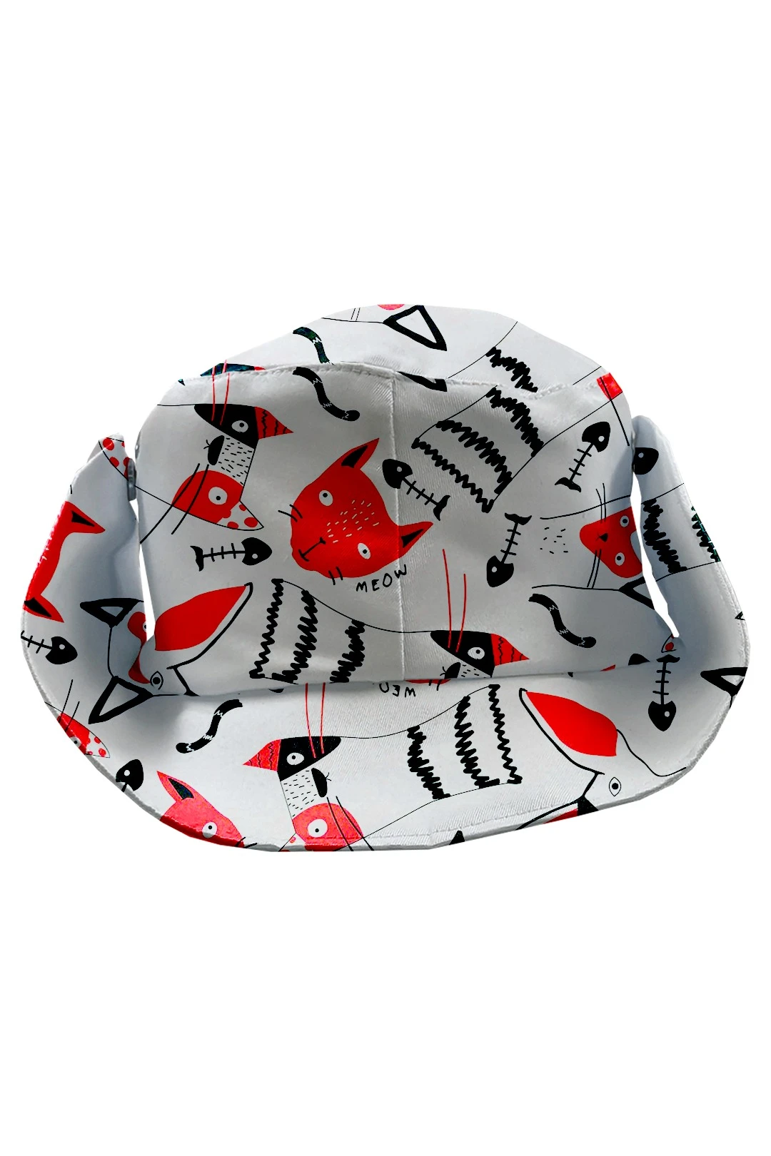 Купить панаму Техас с полями на кнопках, с полной запечаткой "Red Cat"