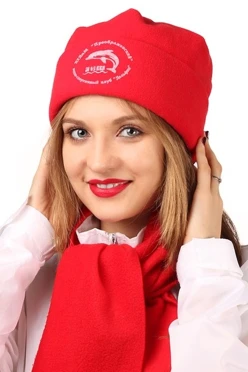 Купить шапку флисовую взрослую "Дельфин" красная