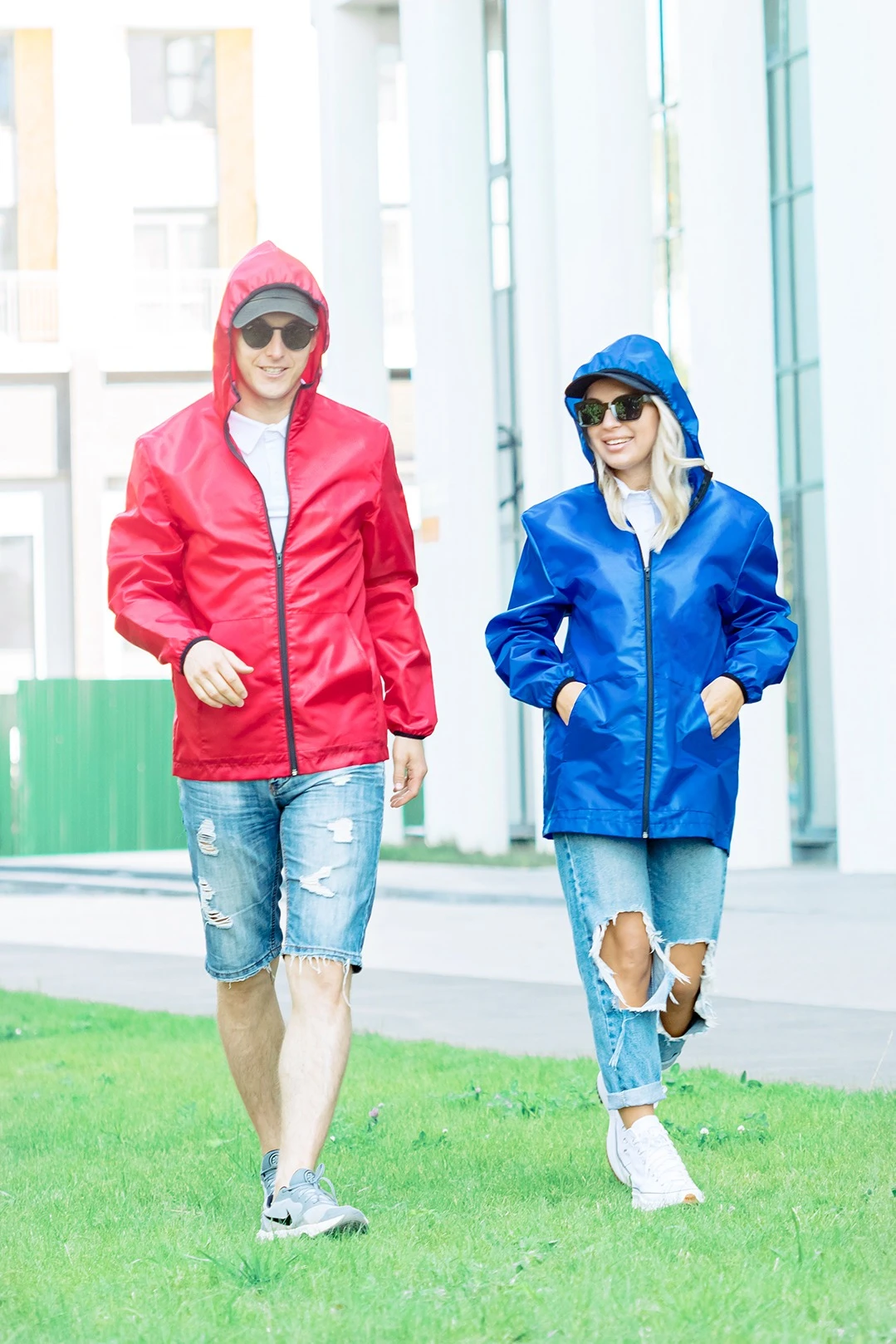 Ветровка Арчи унисекс, однотонная красная#6