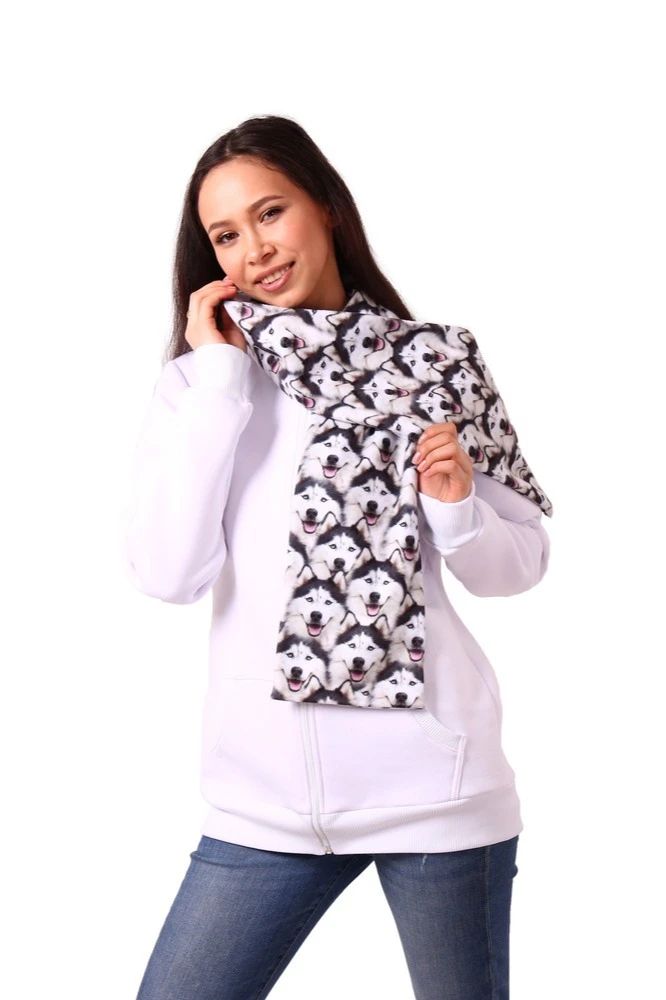 Шарф двухслойный утепленный 15х150 см, с полной запечаткой "Husky"#2