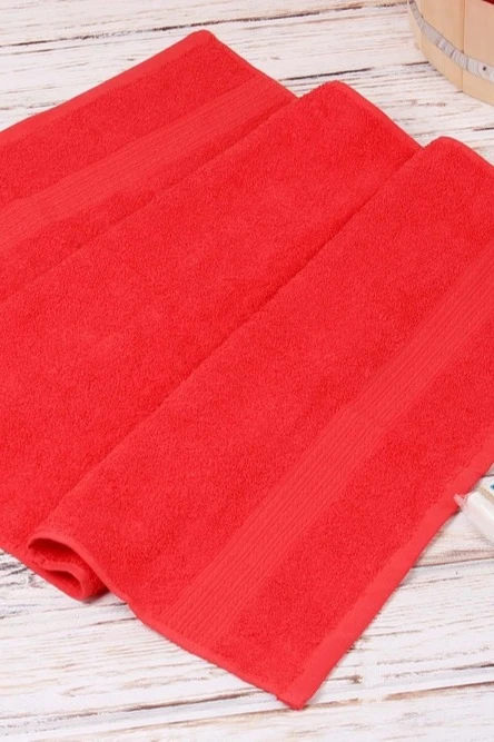 Полотенце махровое 50х90 см (Ituma), однотонное красное#1