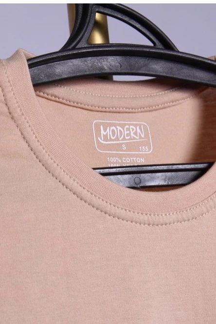 Футболка Премиум унисекс (Modern) однотонная бежевая (хлопок)#4 Футболка Премиум унисекс (Modern) однотонная бежевая (хлопок)#4