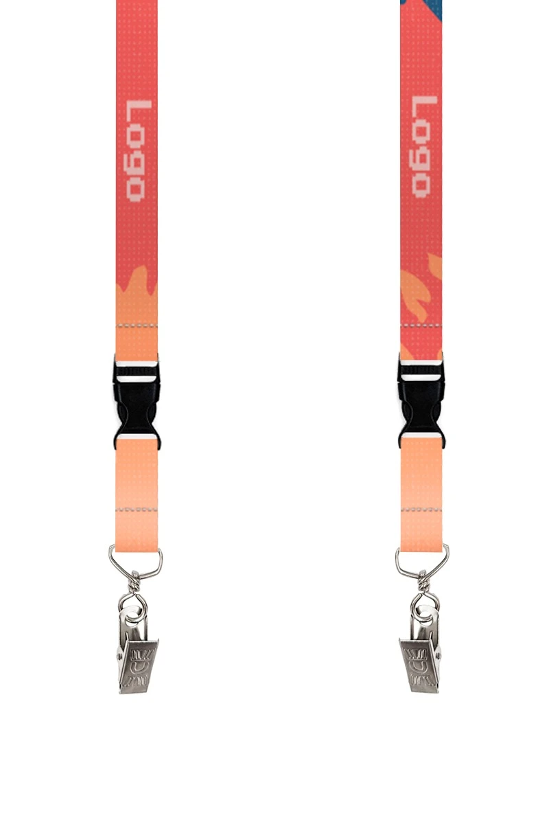 Купить ленту для бейджа блекаут ширина 1,5 см, с клипсой и трезубцем, с печатью "Logo 3"