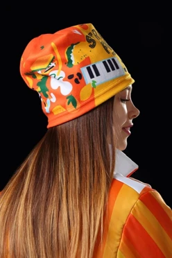 Шапка Лав флисовая однослойная взрослая, с полной запечаткой "Street food"#2