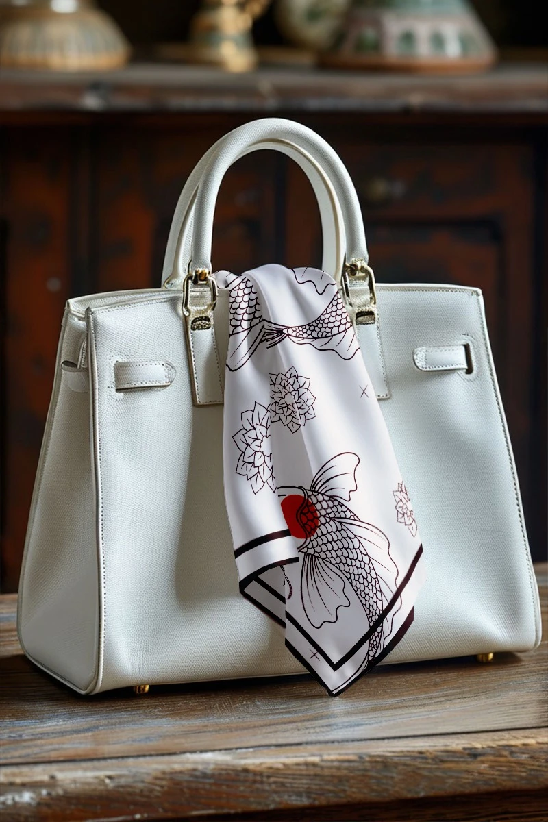 Платок Шанель 60х60 см, с полной запечаткой "Japan fish"#1