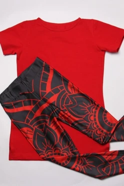 Купить комплект Уикенд футболка хб + леггинсы "Красно-черная мандала"