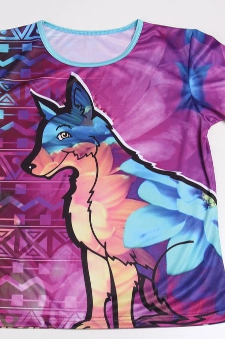 Футболка Гэлэкси женская из примы с полной запечаткой "Wolf"#1