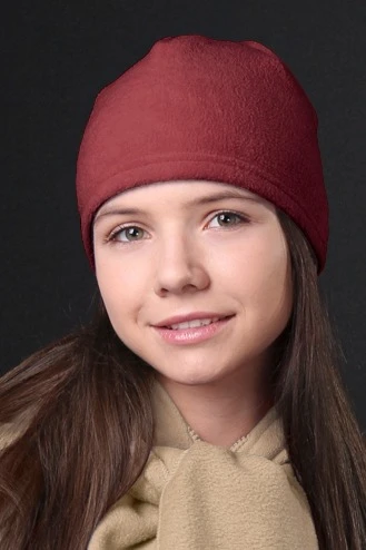 Купить шапку Вайт флисовая однослойная взрослая, однотонная бордовая