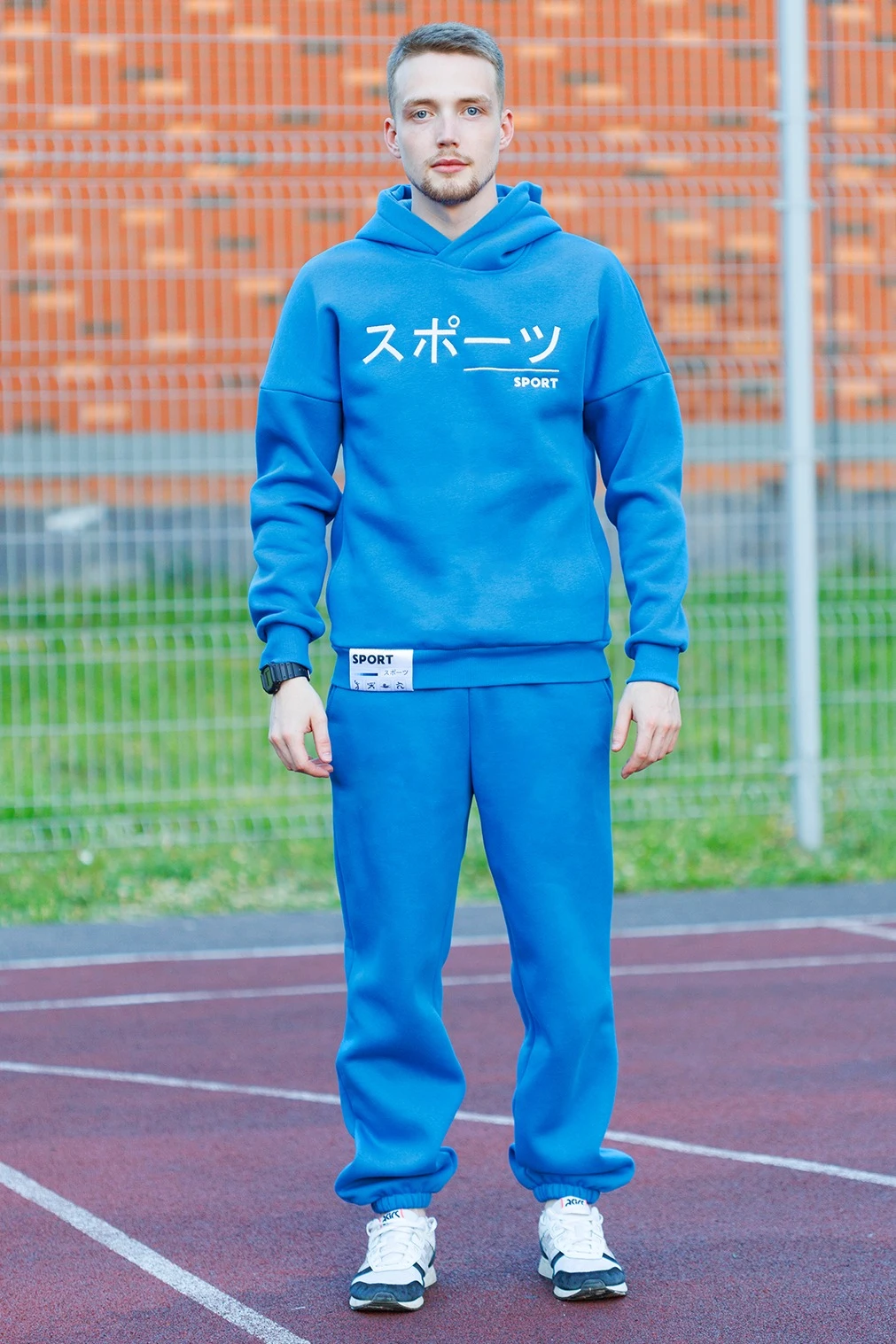 Худи Кинг из футера унисекс, однотонная голубая#1