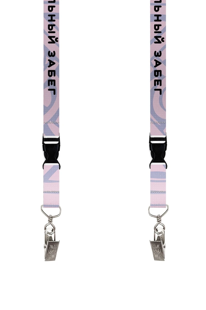 Купить ленту для бейджа блекаут ширина 1,5 см, с клипсой и трезубцем, с печатью "Благот. забег"