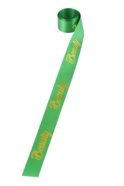 Купить ленту сатин ширина 2,5 см зеленую, печать золотом с одной стороны