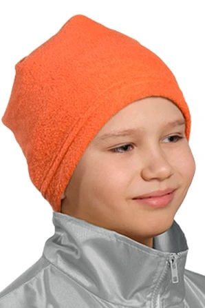 Шапка Вайт флисовая однослойная детская, однотонная оранжевая#1