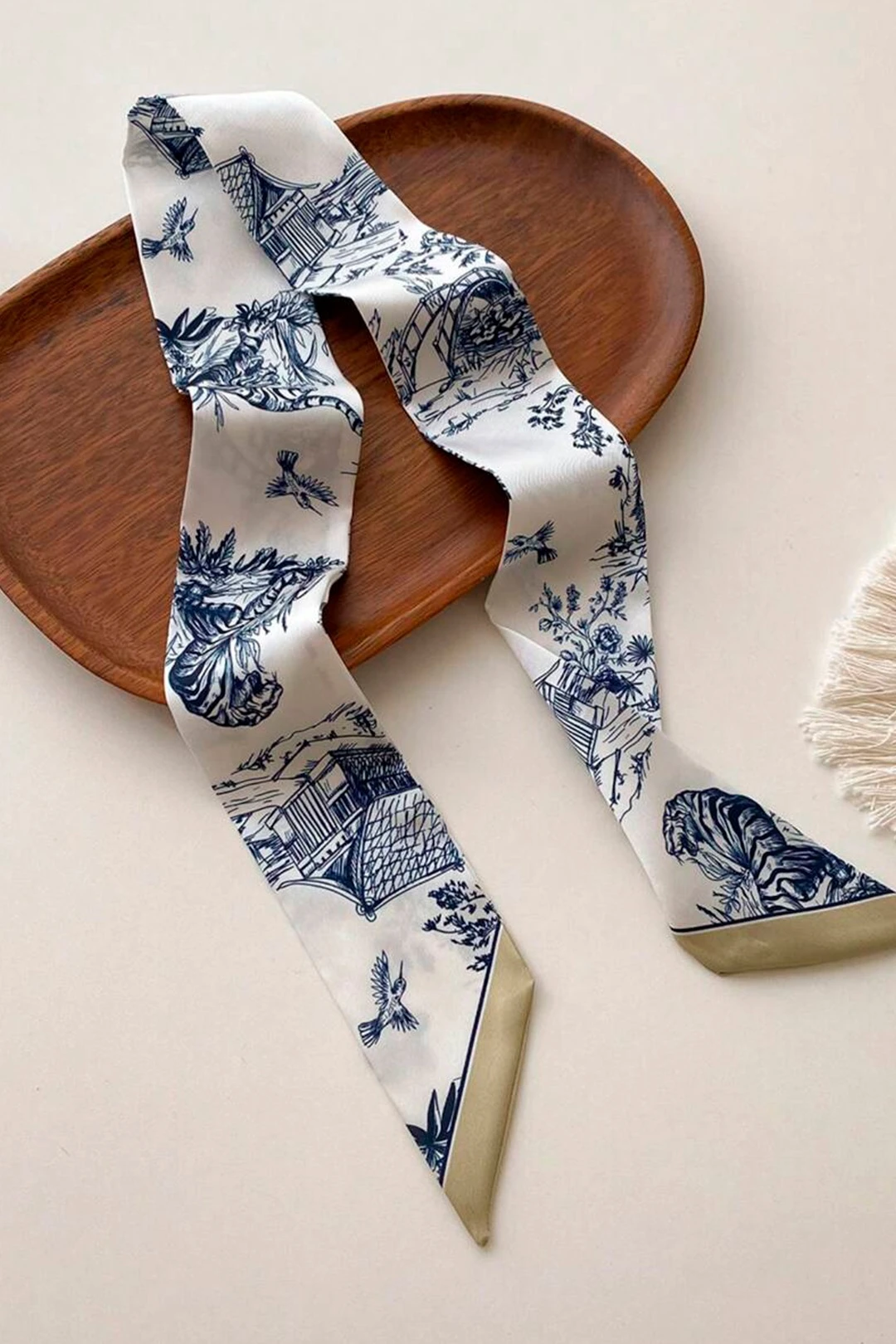 Купить шарф-платок Твилли двухслойный 5х90 см, с полной запечаткой "Japan Aesthetic"