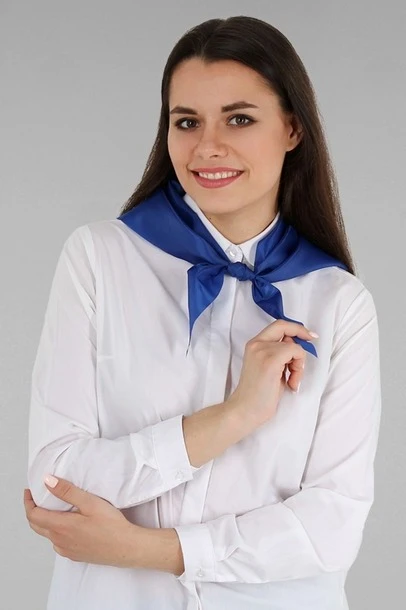 Косынка Лолла из шелка расцвечивания 60х60х90 см, однотонная синяя#5