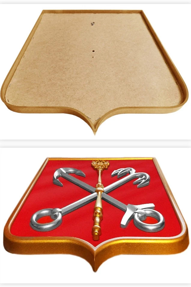 Герб Санкт-Петербурга  42х50 см, щит пластик, краска, рамка под золото