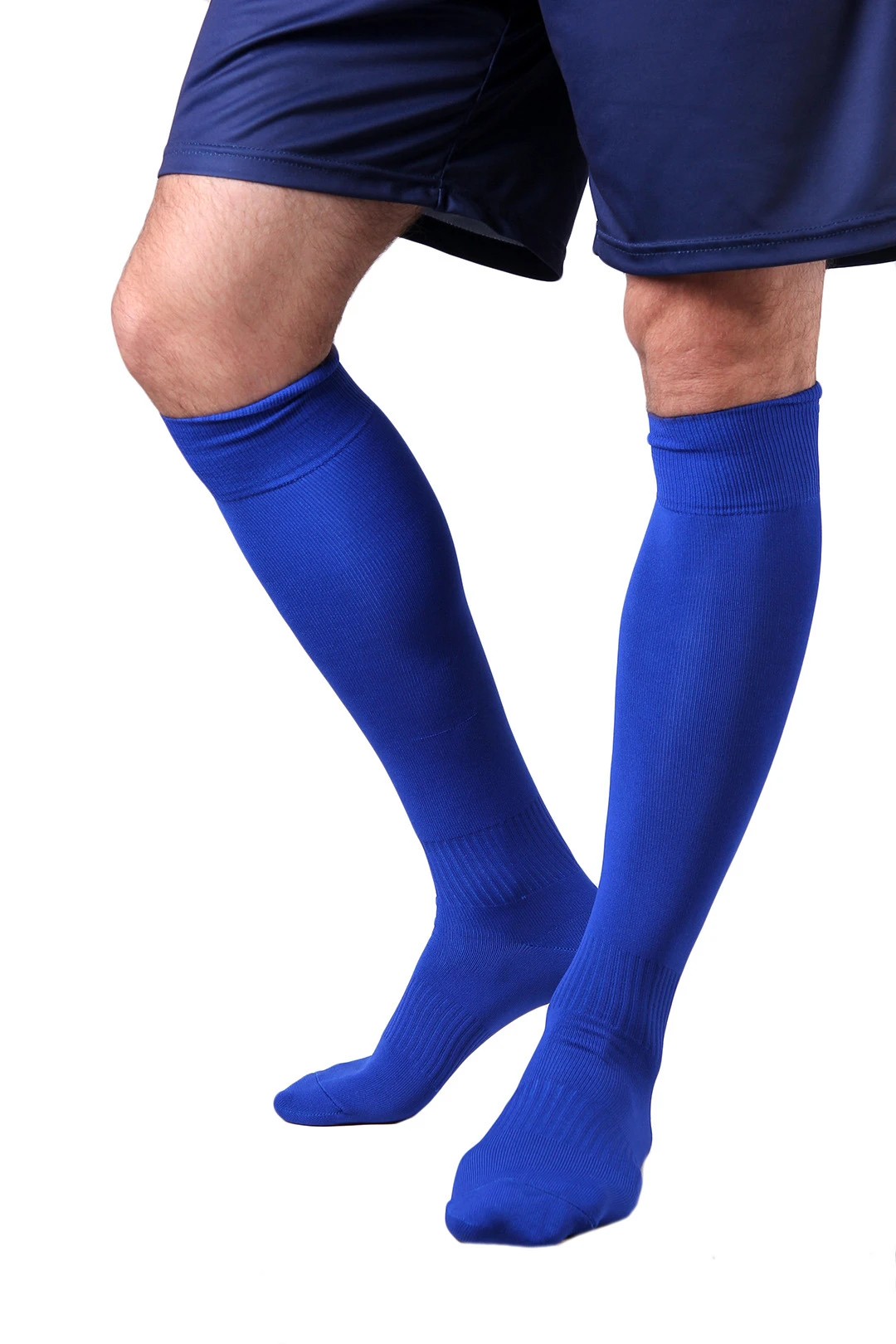 Гетры футбольные взрослые, однотонные синие#12