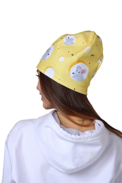 Шапка Лав флисовая однослойная взрослая, с полной запечаткой "Mouse"#1