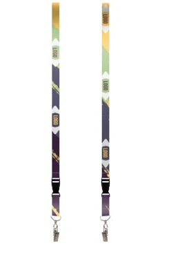 Купить ленту для бейджа блекаут ширина 1,5 см, с клипсой и трезубцем, с печатью "Logo"